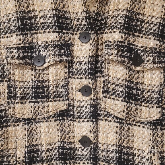 Zara -  Black, Taupe & White  Women's Oversized Tweed Jacket - Picture 4 of 8